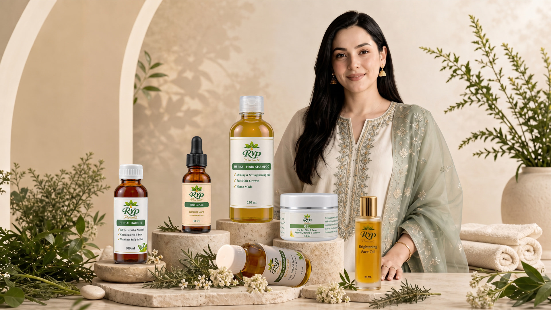 RYP herbal hair oil and skincare products